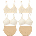 Neepas Premium Pack of 6 Everyday Lingerie Set – 4 Non-Padded Wire-Free Bras + 2 High-Waist Panties