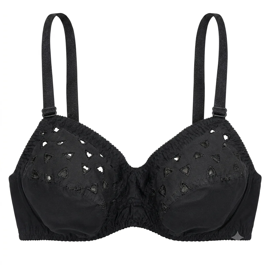 Soft Comfort Cotton Full Coverage Bra Black Product front show 2