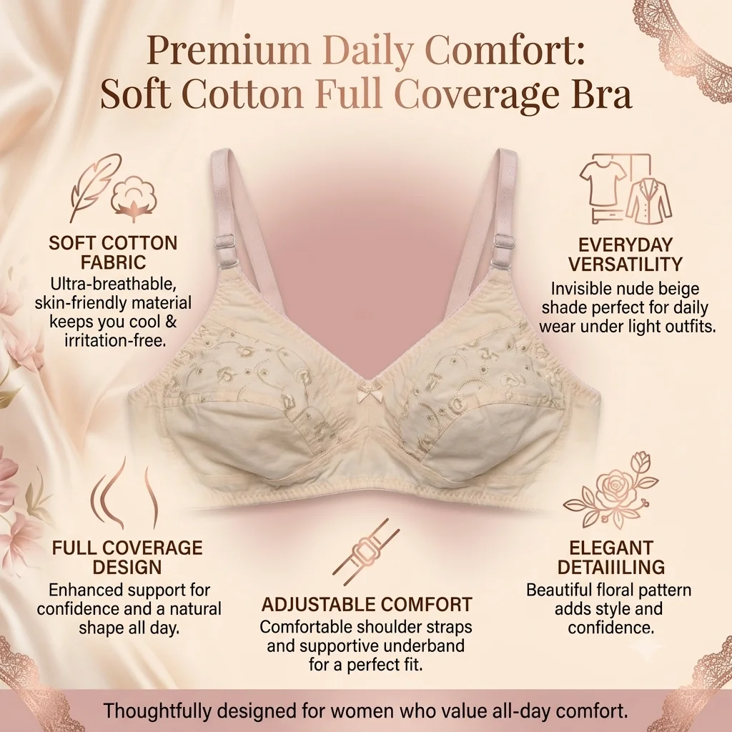 Soft Comfortable Cotton Full Coverage Bra - Skin Benefits