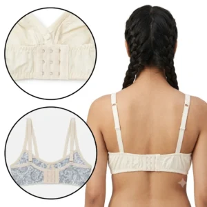 Pack of 2 Women’s Everyday Skin & Printed Grey Comfort Seamless Bra – Wire-Free Breathable Fit back view