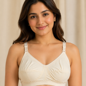 Women Soft Cotton Non-Padded Bra – Cream, Comfortable All-Day Wear
