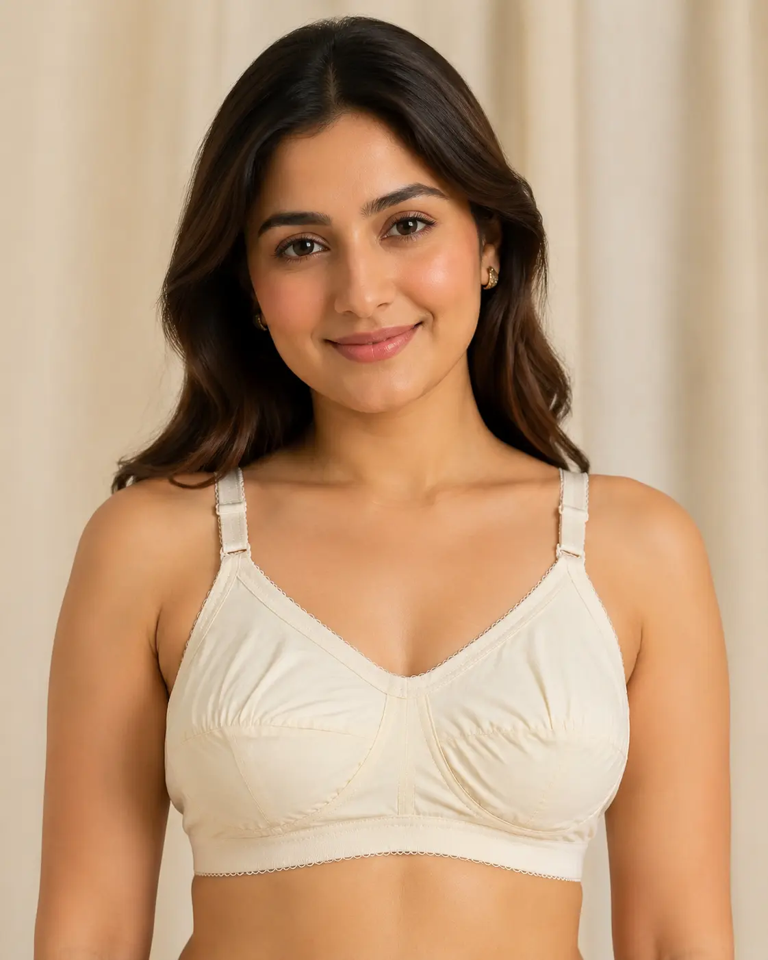 Soft & Airy Cream Non-Padded Bra for All-Day Wear women