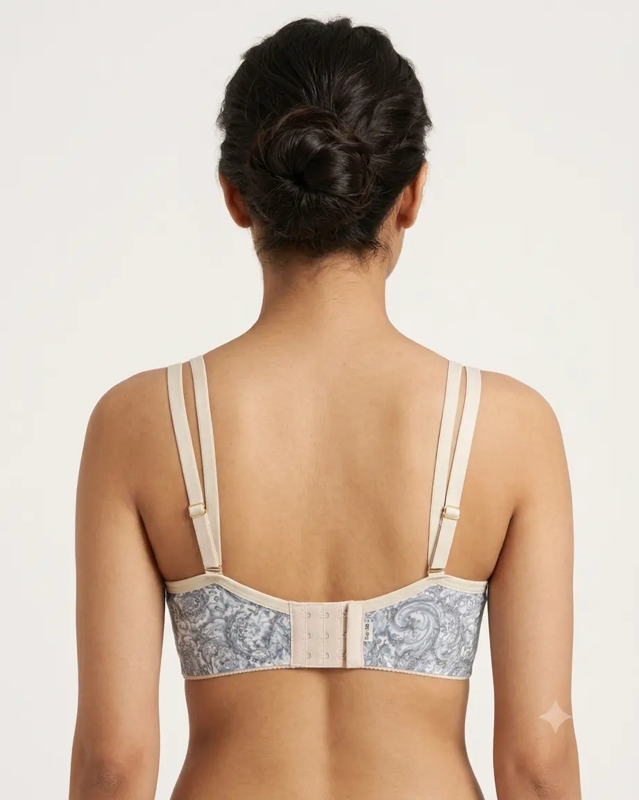 Women Printed Soft Cotton Non-Padded Bra – Premium Daily Comfort Women wear back view3
