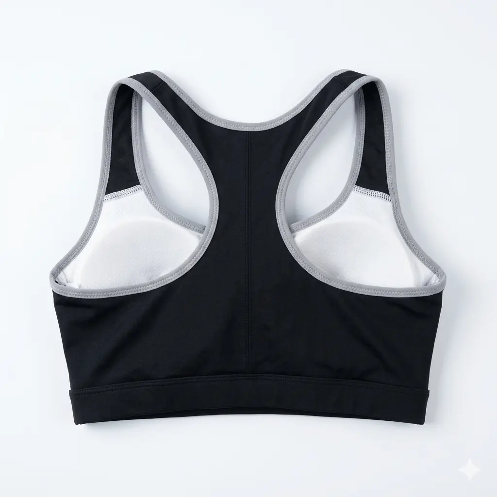 Women Racerback Sports Bra – Full Coverage Breathable Activewear Bra - Black back