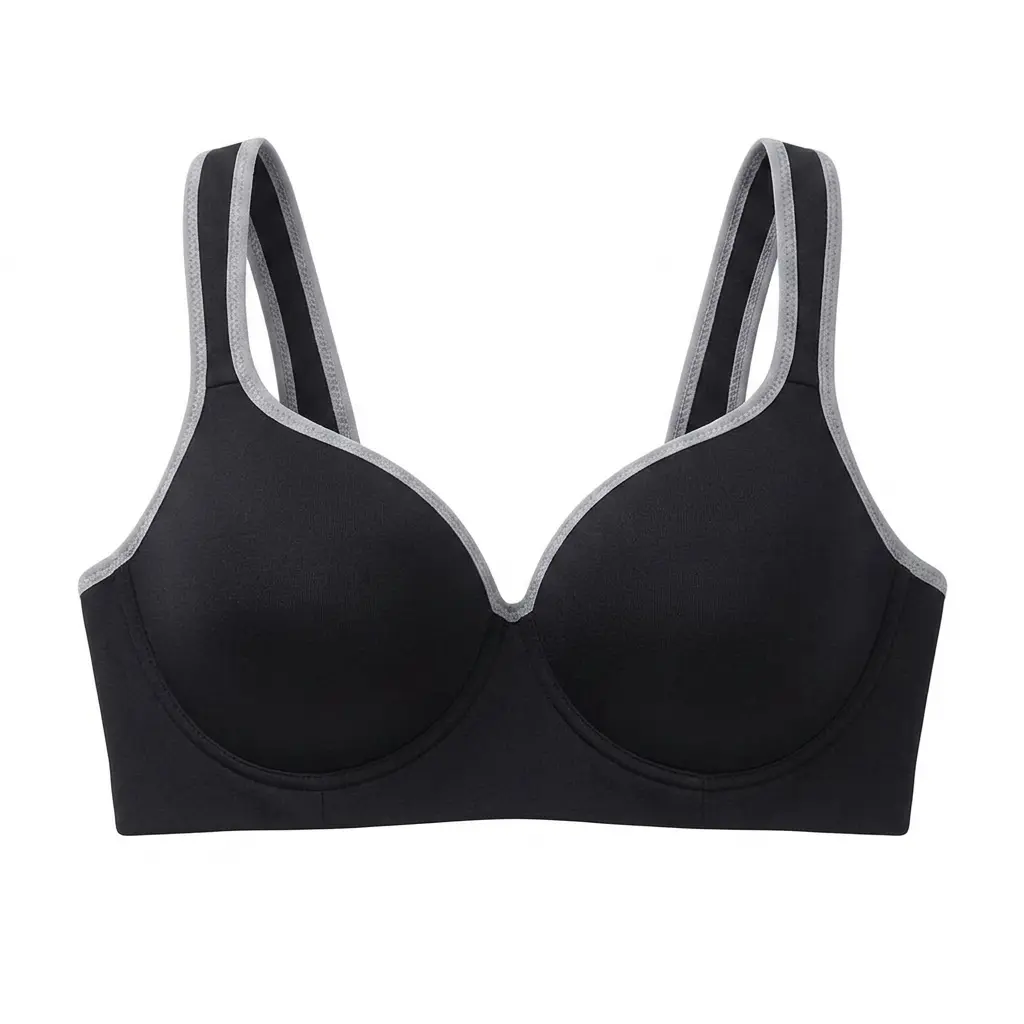 Women Racerback Sports Bra – Full Coverage Breathable Activewear Bra - Black front