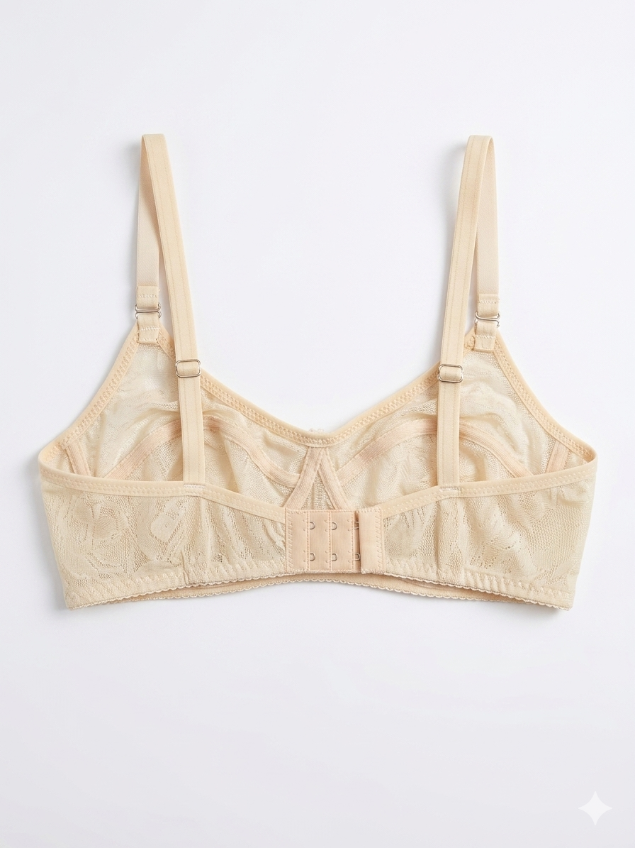 Women’s Cream Soft Net Non-Padded Bra – Premium Daily Wear Comfort Bra main product Back