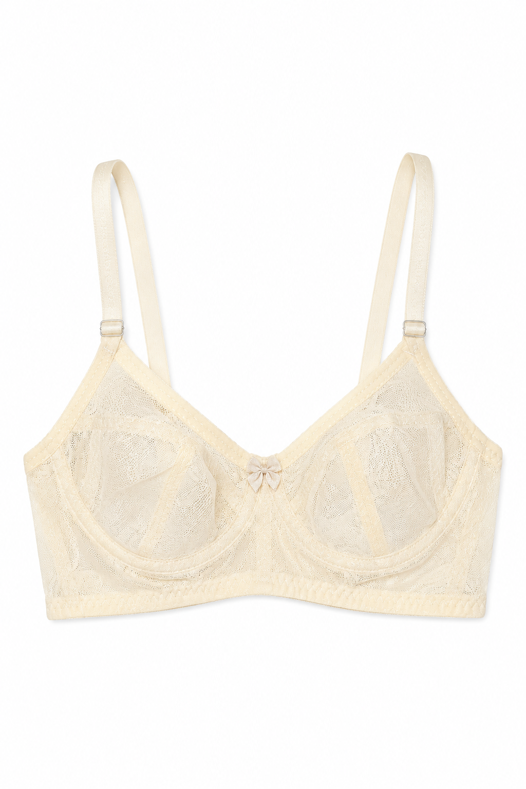 Women’s Cream Soft Net Non-Padded Bra – Premium Daily Wear Comfort Bra main product Front