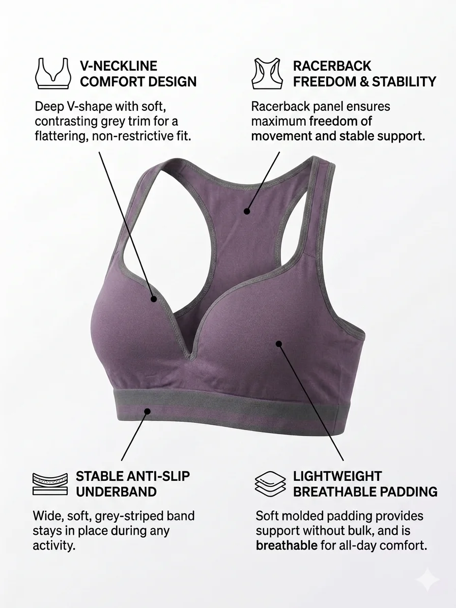 Women’s Everyday Comfort Wireless Bra – Seamless Non-Padded Fit - Smoky Purple Benefits