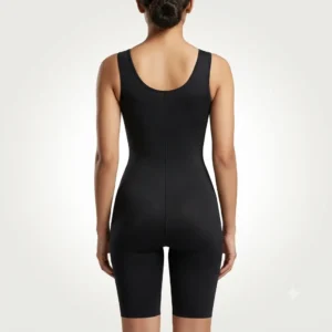 Women’s Full Body Shaper Bodysuit – Tummy Control Waist Trainer Compression Shapewear with Open Bust & Open Crotch | Slimming Body Suit (Black) back view