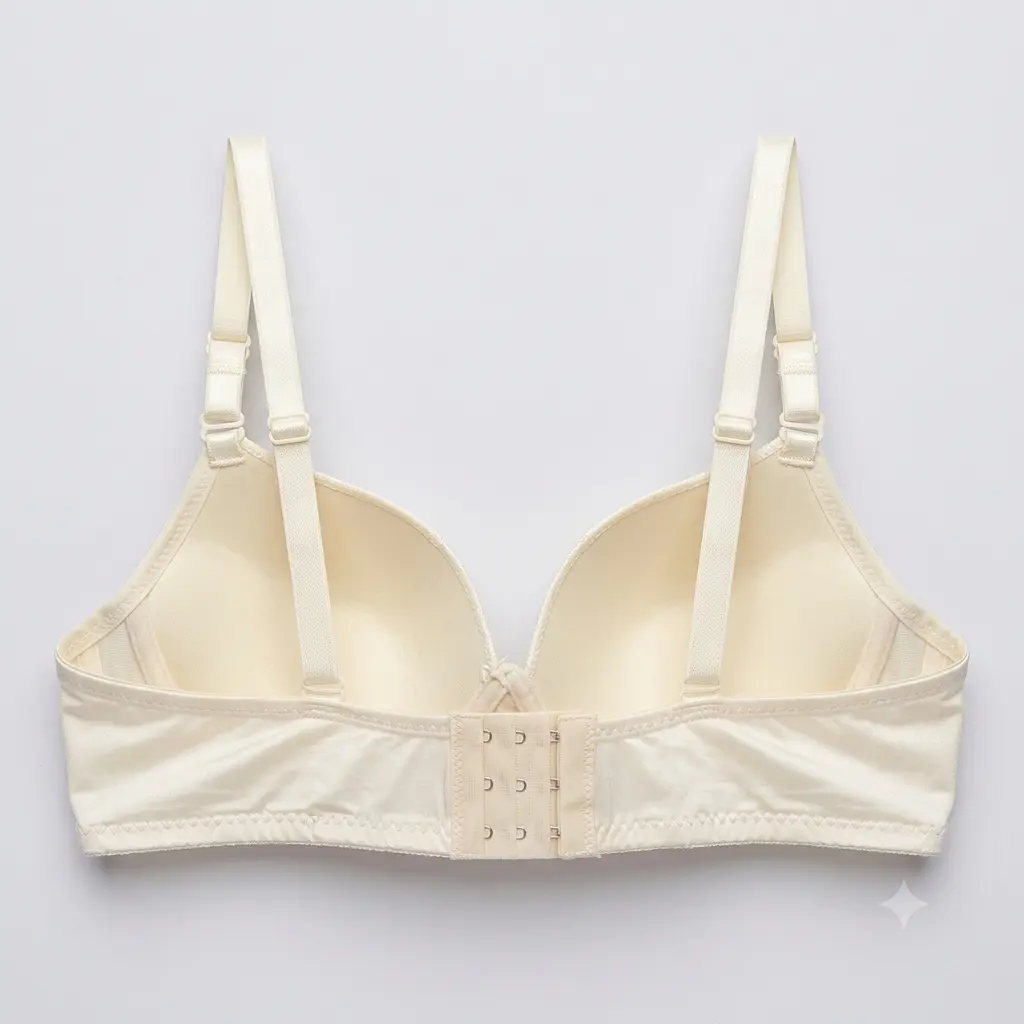 Women's Premium Beige Lace Padded Bra Seamless Full-Coverage Underwired T-Shirt Bra product back view