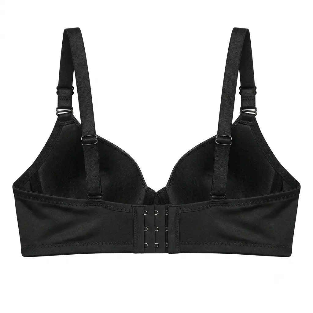 Women's Premium Black Lace Full-Coverage Padded Bra Elegant Underwired T-Shirt Bra for Everyday Comfort Product image show back