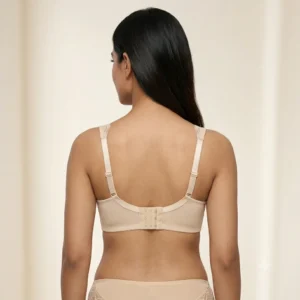 Women’s Premium Ivory Beige Lace Padded Bra | Elegant Underwired Full-Coverage T-Shirt Bra back view