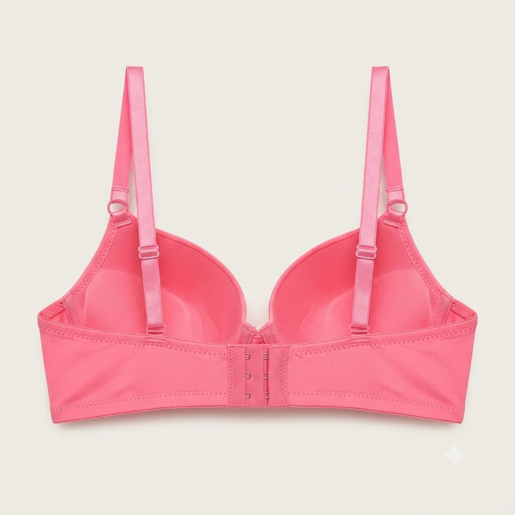 Women's Premium Rose Pink Lace Padded Bra Elegant Underwired Full-Coverage Bridal T-Shirt Bra Product back show