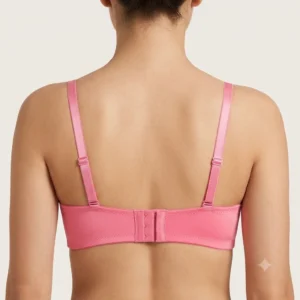 Women’s Premium Rose Pink Lace Padded Bra | Elegant Underwired Full-Coverage Bridal T-Shirt Bra back view