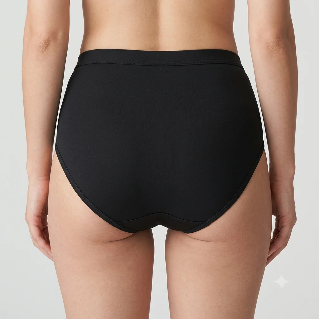 Women’s Seamless Mid-Waist Panty – Breathable Soft Comfort - Black woman wear back