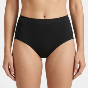Women’s Seamless Mid-Waist Panty – Breathable Soft Comfort – Black