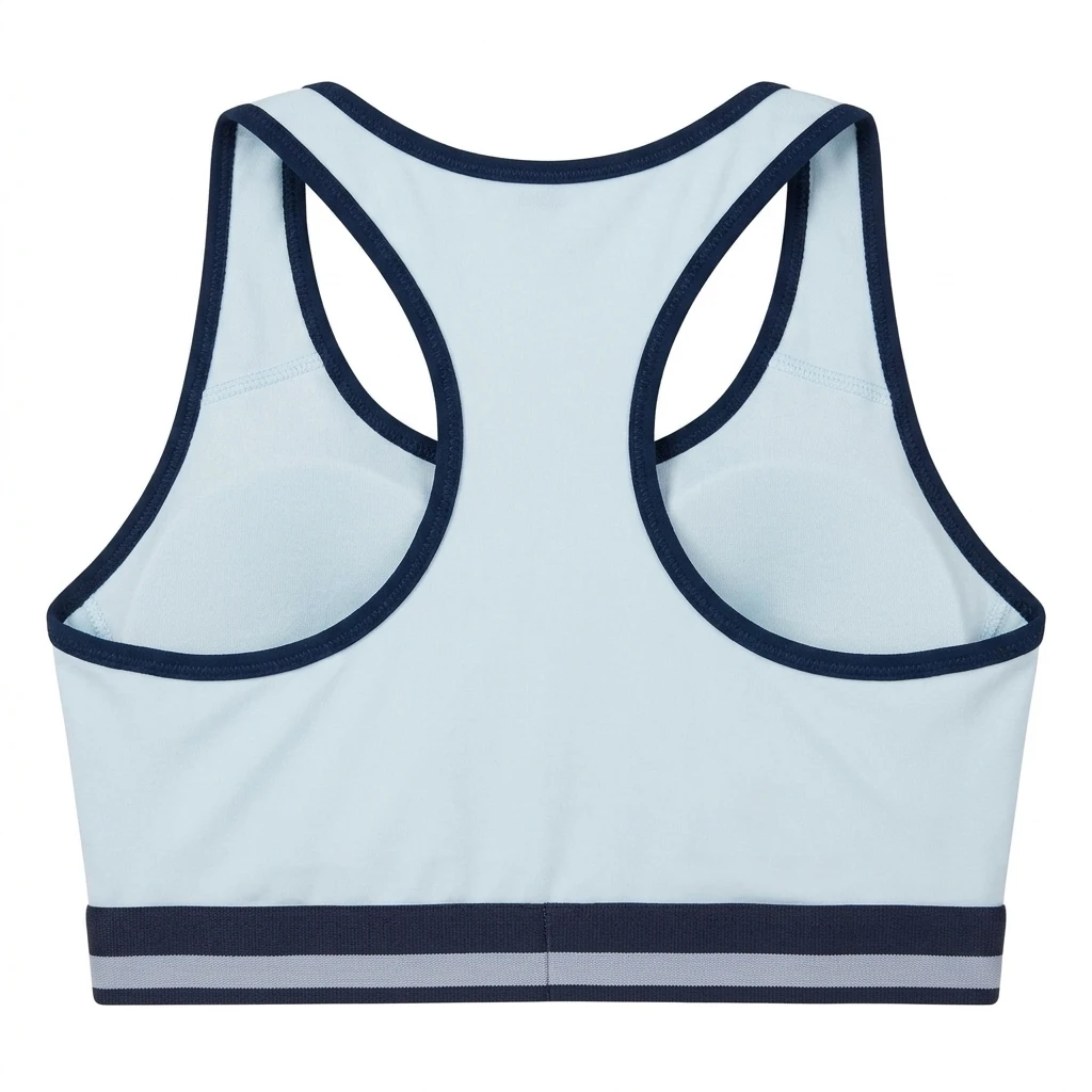 Women’s U-Neck Racerback Sports Bra – Comfortable Seamless Fit Sky Blue Product back view