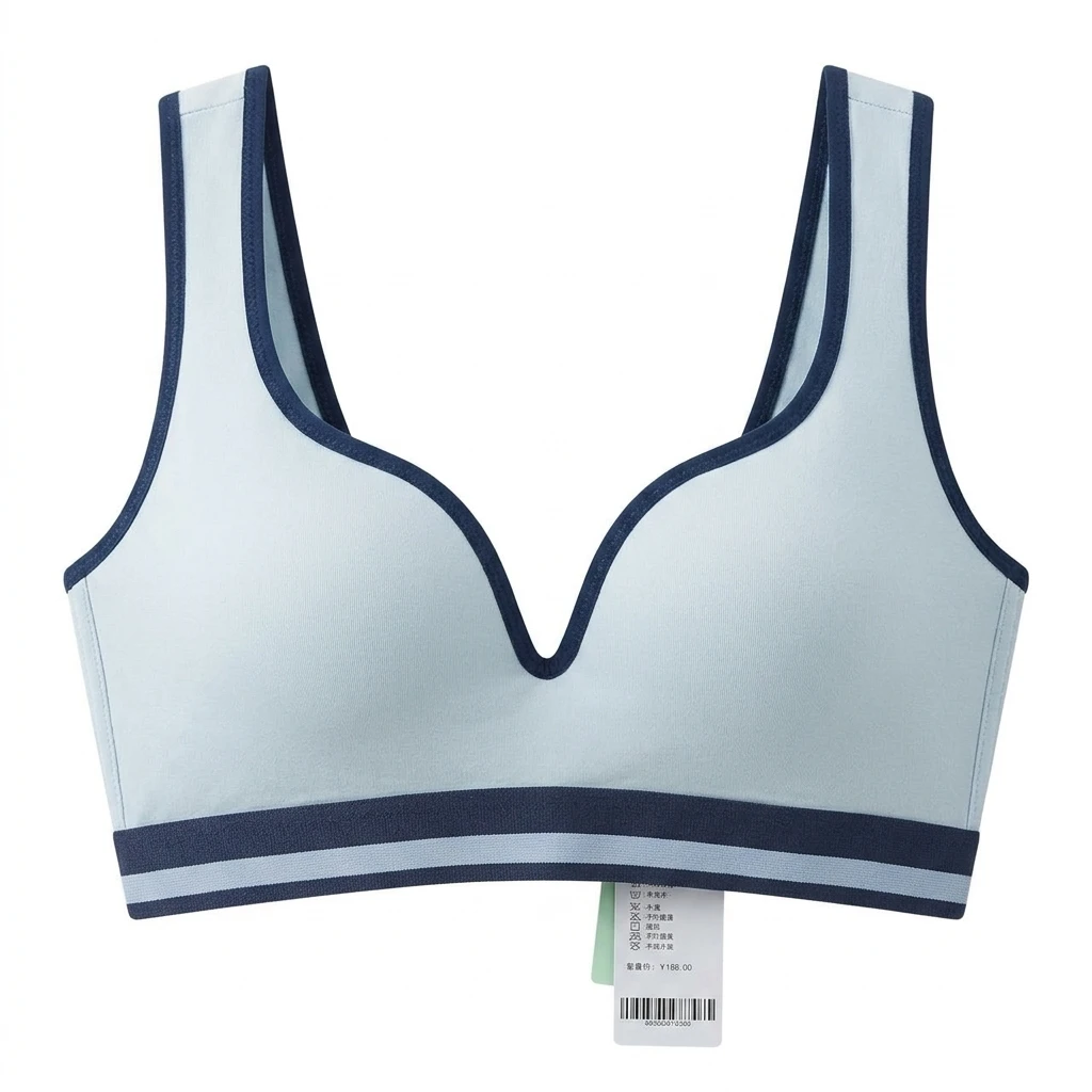 Women’s U-Neck Racerback Sports Bra – Comfortable Seamless Fit Sky Blue Product front view
