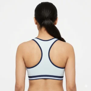 Women’s U-Neck Racerback Sports Bra – Comfortable Seamless Fit | Sky Blue back view