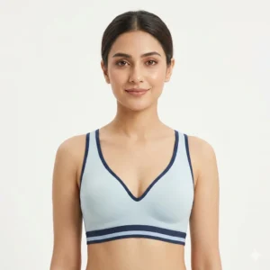 Women’s U-Neck Racerback Sports Bra – Comfortable Seamless Fit | Sky Blue