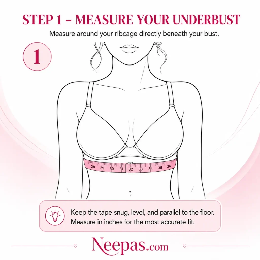 Bra size measurement Step 1